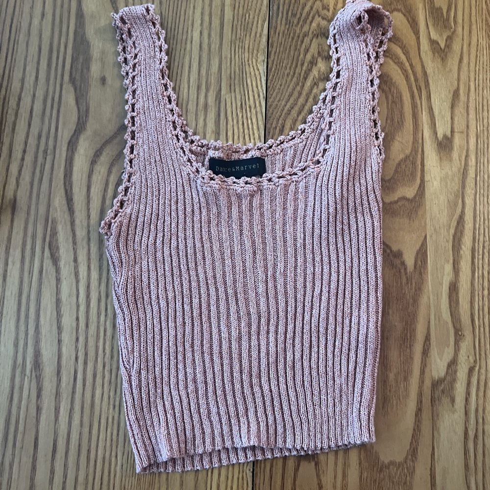 Dance & Marvel Pink Ribbed Crop Tank Top